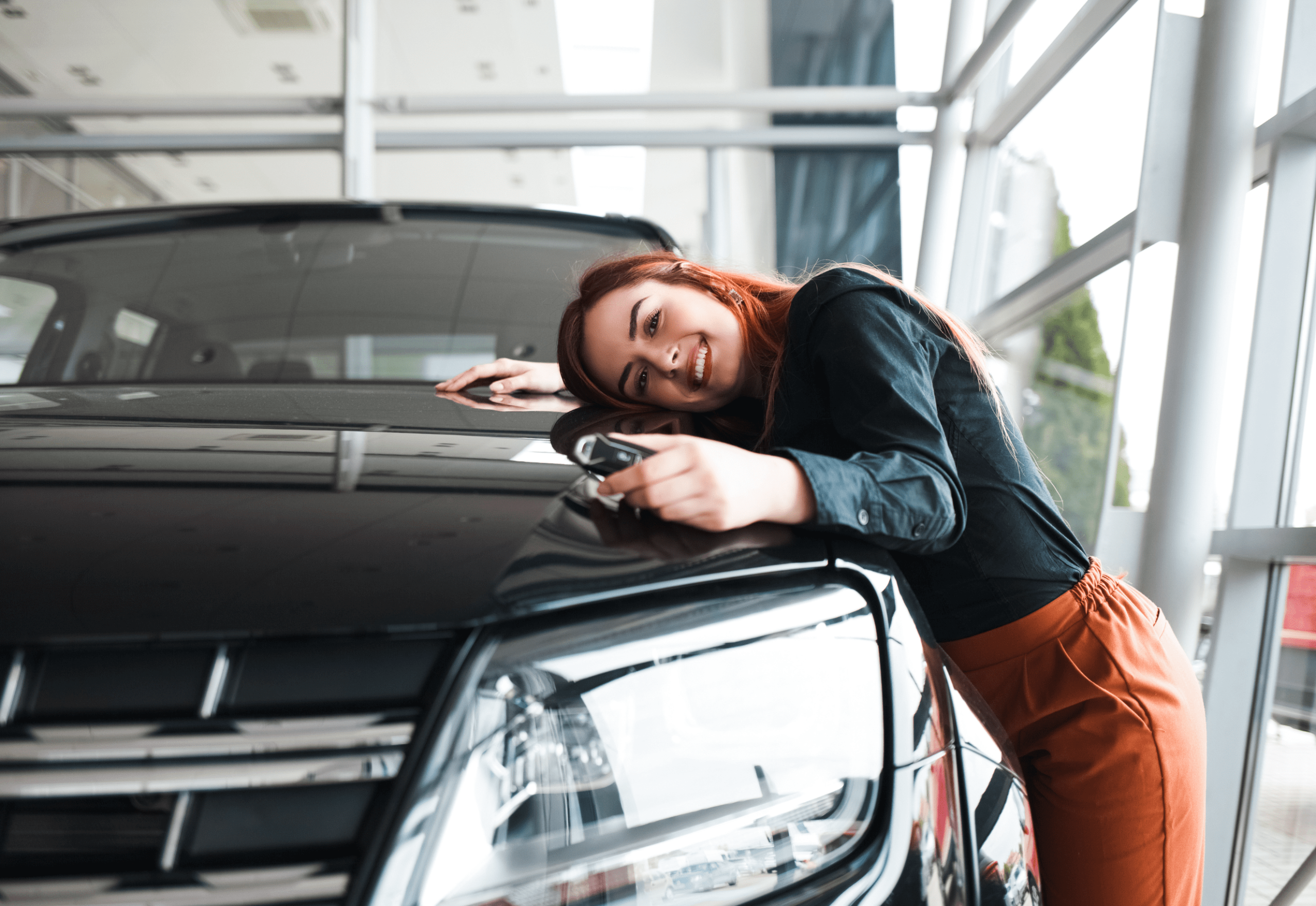 Happy woman hugging her new car after fast loan approval from Limitless Finance NZ